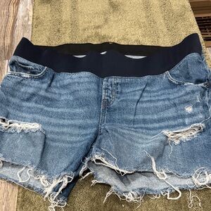 Stylish Blue Denim Women's Shorts maternity